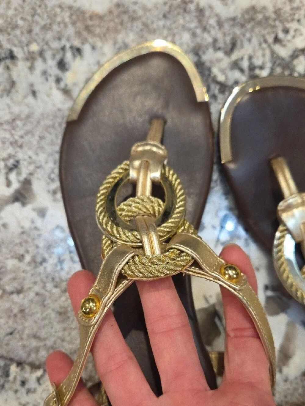 Mossimo Target Gold Rope-Accent Women's T-Strap Sandals 7m - Picture 5 of 8